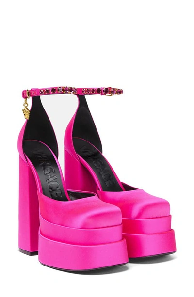 Versace Medusa Platform Pump In Deep Fuchsia