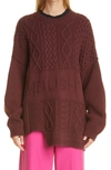 Ambush Burgundy Patchwork Crewneck Sweater In Chocolate Torte