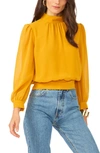 1.state Crop Sheer Sleeve Blouse In Saffron
