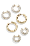 BAUBLEBAR LUCY SET OF 3 HUGGIE HOOP EARRINGS,41381