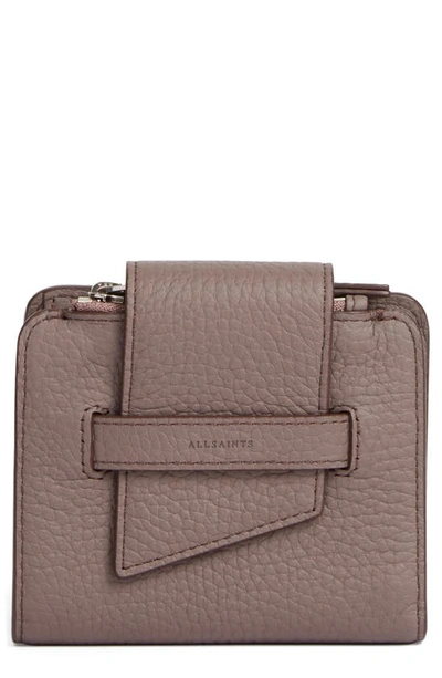 Allsaints Small Ray Leather Wallet In Petrol