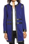 Ming Wang Ribbed Jacket In Lunar Blue/black