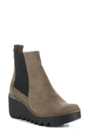 Fly London Fly Long Bagu Wedge Chelsea Boot In 011 Taupe Oil Suede