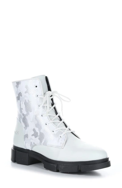 Bos. & Co. Luck Waterproof Combat Boot In White/ White/ Silver