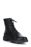 Bos. & Co. Luck Waterproof Combat Boot In Black Feel Leather
