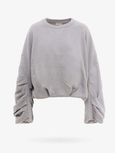 Dries Van Noten Gathered Cotton Sweatshirt In Grey