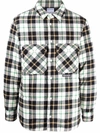 MARCELO BURLON COUNTY OF MILAN MARCELO BURLON LOGO COTT CHECK PAD OVERSHIRT ECRU BLACK