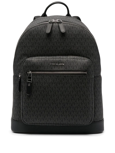 Michael Kors Hudson Monogram Backpack In Black