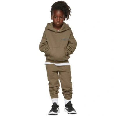 Essentials Kids Taupe Fleece Lounge Pants In Harvest