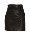 The Sei Leather Gathered Mini Skirt In Black