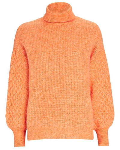Alemais Honeycomb Mohair-blend Turtleneck Sweater In Orange