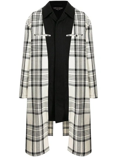 Comme Des Garçons Homme Deux Plaid-print Contrast Single-breasted Coat In 白色