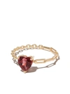 Yvonne Léon 18k Yellow Gold Rhodolite Heart Chain Ring In Gold