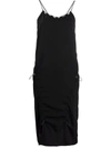 Mcq By Alexander Mcqueen Drawstring Silk Midi Dress In Schwarz