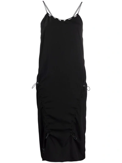 Mcq By Alexander Mcqueen Drawstring Silk Midi Dress In Black