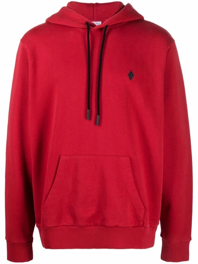 Marcelo Burlon County Of Milan Embroidered Logo Cotton Hoodie In Rot