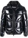 Herno Shiny Lacquer Bomber Jacket With Quilted Texture In Schwarz