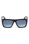 Tom Ford Morgan Thick Square Acetate Sunglasses, Black/blue In Shiny Black/ Gradient Blue