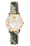 VERSACE GRECA GLASS SNAKESKIN STRAP WATCH, 32MM,VEU300121