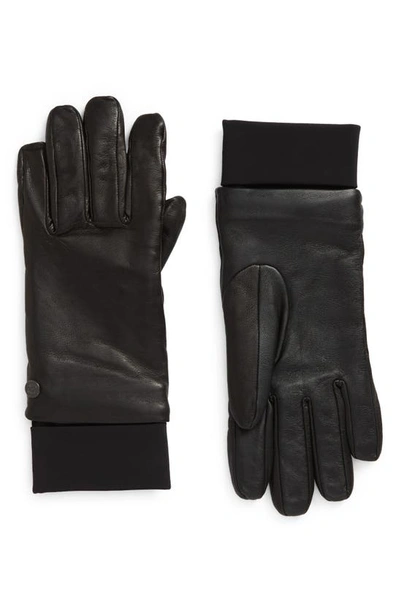 Canada Goose Touchscreen Compatible Leather Gloves In Black