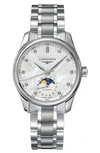 Longines Master Collection Automatic Diamond Bracelet Watch, 34mm In Mother Of Pearl