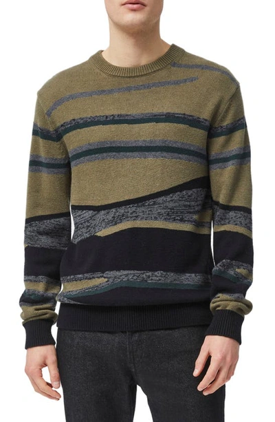 French Connection Camo Cotton Blend Sweater In Tarmac Khaki Multi
