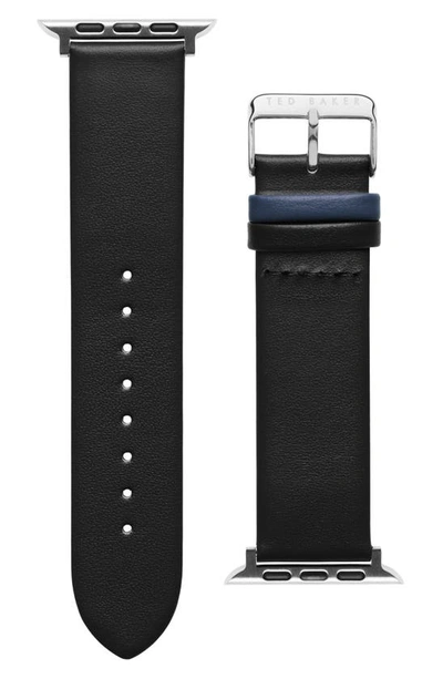 Ted Baker Colorblock Leather 22mm Apple Watch® Watchband In Black