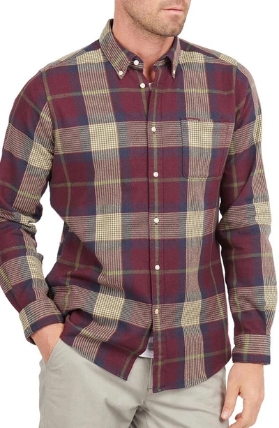 Barbour Farley Plaid Stretch Button-down Shirt In Ruby