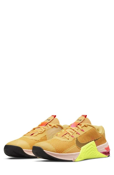 Nike Metcon 7 X Rubber-trimmed Mesh Sneakers In Pollen,volt,pale Coral,black