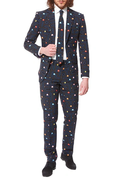 Opposuits 'pac-man™' Trim Fit Two-piece Suit With Tie In Black