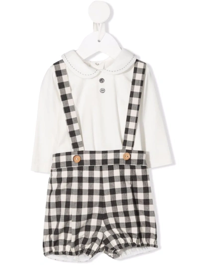 Paz Rodriguez Babies' Checked Two-piece Dungarees Set In 黑色