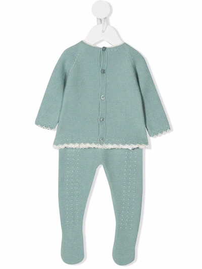 Paz Rodriguez Babies' Knitted Wool Two-piece Set In 绿色
