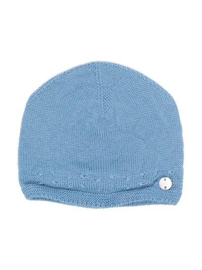 Paz Rodriguez Babies' Knitted Wool Beanie In 蓝色