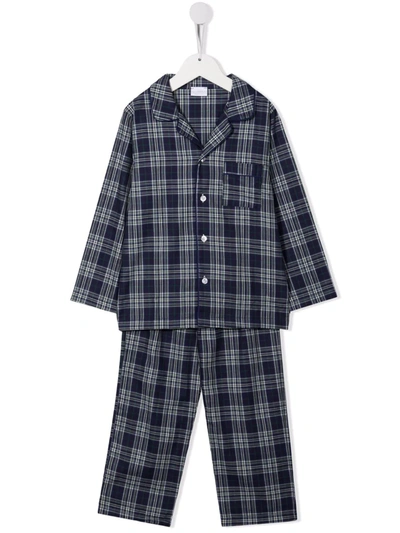 La Perla Checked Cotton Pyjama Set In 蓝色