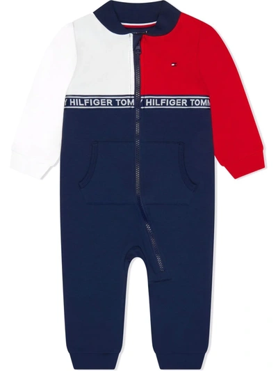 Tommy Hilfiger Junior Babies' Colour-block Zip-up Romper In 蓝色