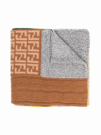 Fendi Panelled Knitted Scarf In Gelb