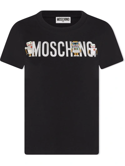 Moschino Kids' Logo-print Cotton T-shirt In Black