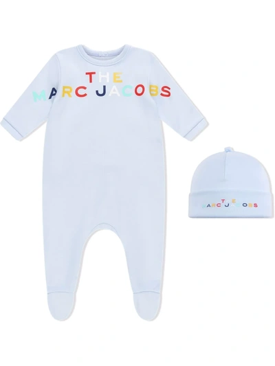 The Marc Jacobs Logo-print Cotton Babygrow Set In Blue