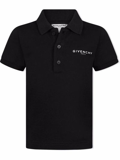 Givenchy Babies' Logo-print Cotton Polo Shirt In Black