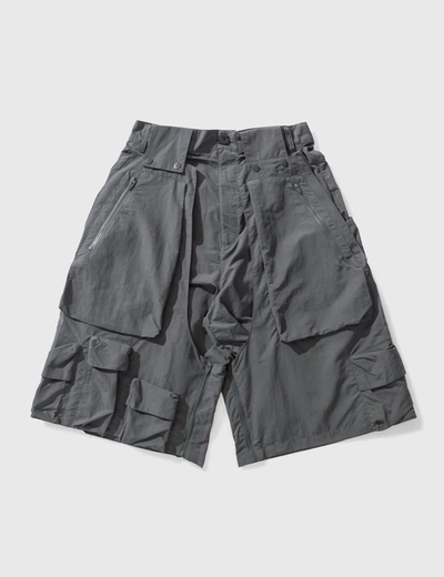 Archival Reinvent Teflon® Transformable Multiple Pocket Shorts In Grey