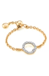 Monica Vinader Riva Mini Diamond Circle Adjustable Friendship Ring In Yellow Gold/ Diamond