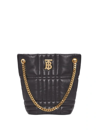 Burberry Lola Small Tb Quilted Leather Chain Bucket Bag In Black