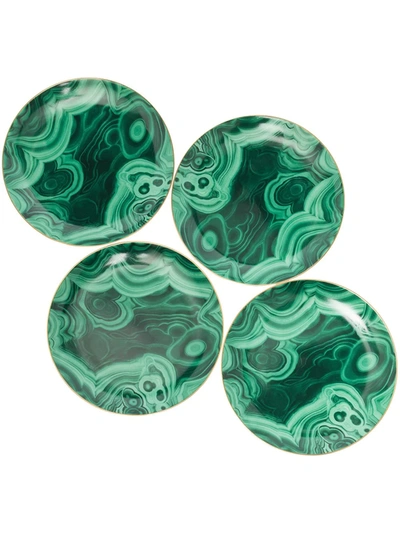 L'objet Set Of Four Dessert Plates In Green Gold