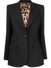 Dolce & Gabbana Black Virgin Wool Blend Single-breasted Tailored Blazer In Black
