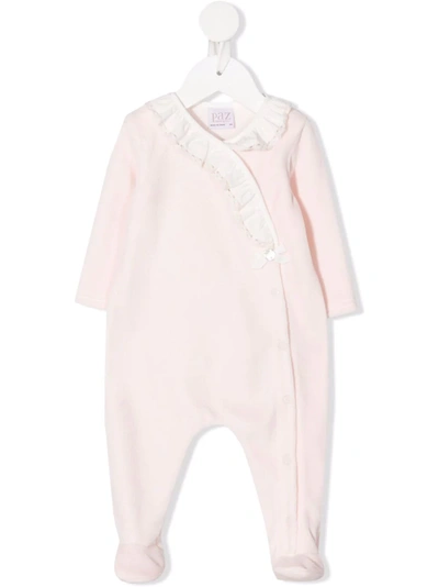 Paz Rodriguez Babies' Bow-detail Velour Pyjama In Pink