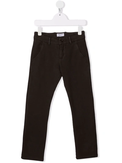 Paolo Pecora Kids' Slim Cut Trousers In Brown