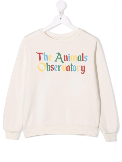 The Animals Observatory Kids' Logo Lettering Sweatshirt In Neutrals