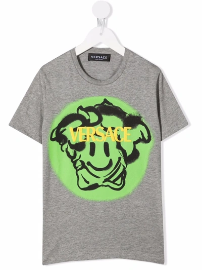 Versace Kids' Graphic-print T-shirt In Grey