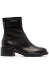 SERGIO ROSSI PRINCE BUCKLE-STRAP LEATHER BOOTS