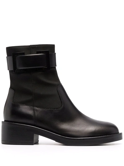 Sergio Rossi Prince Buckle-strap Leather Boots In Black